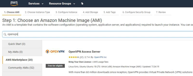 AWS Marketplace 中的 OpenVPN