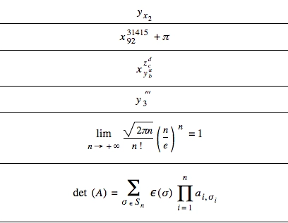 MathML 示例