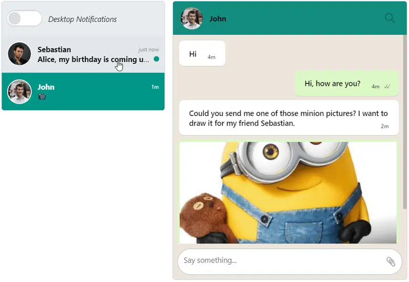 TalkJS 收件箱 - WhatsApp 主题