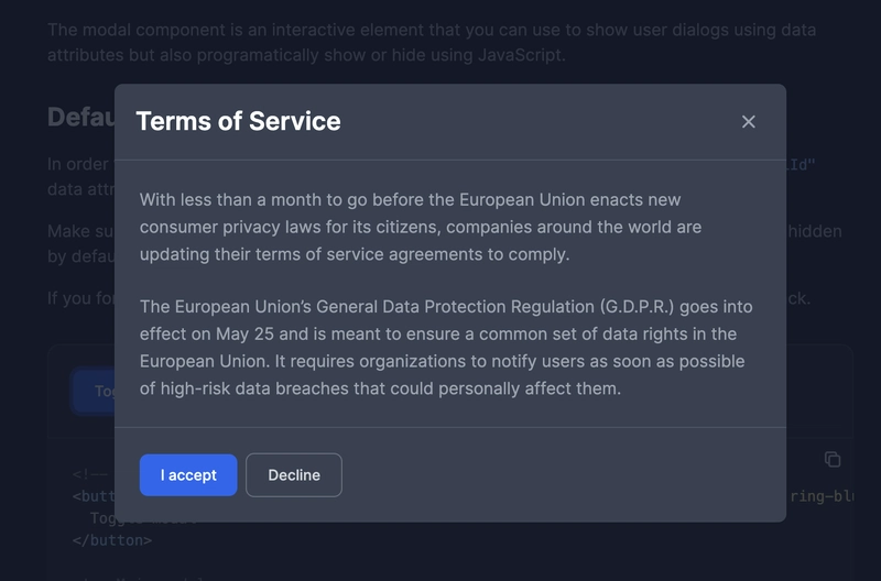 Tailwind CSS 深色模态框