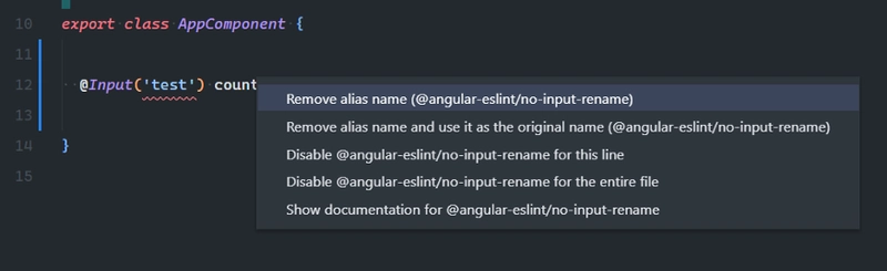 ESLint 快速修复 Angular 输入别名