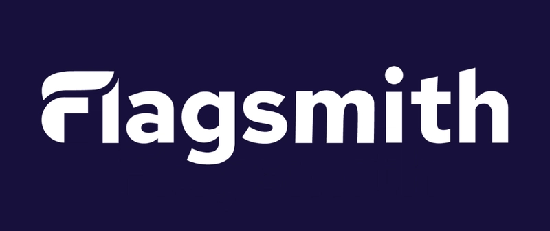 深紫色背景上的 Flagsmith 徽标