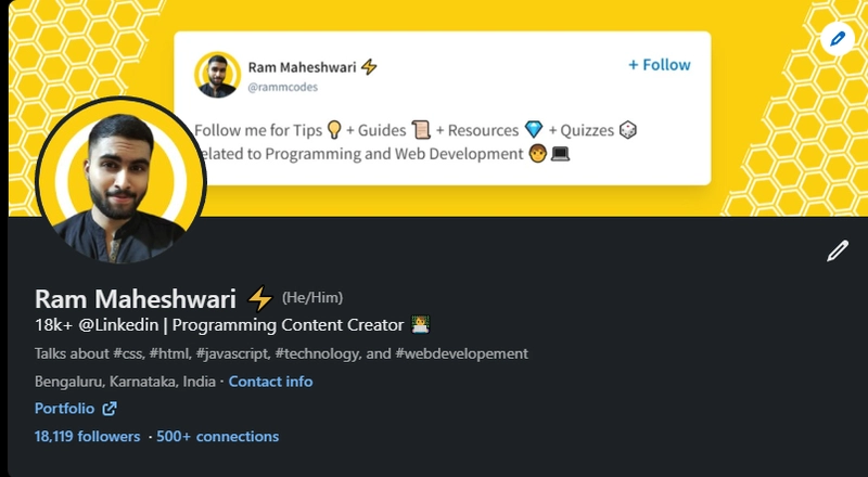 拉姆·马赫什瓦里 (Ram Maheshwari) (@rammcodes) Linkedin