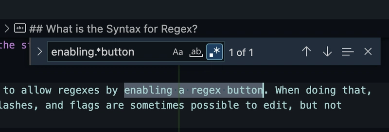 VS Code 激活正则表达式按钮