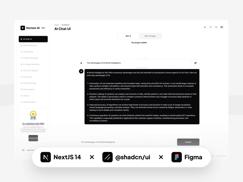 Horizon AI Boilerplate - NextJS - 由 Creative-Tim 精心制作。