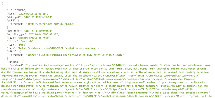 TechCrunch 帖子 API