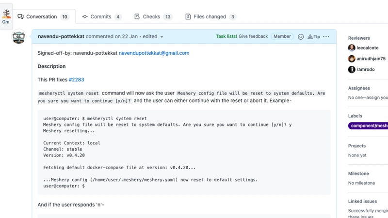 来自 GitHub 的拉取请求描述的屏幕截图，展示了如何记录您的 PR。