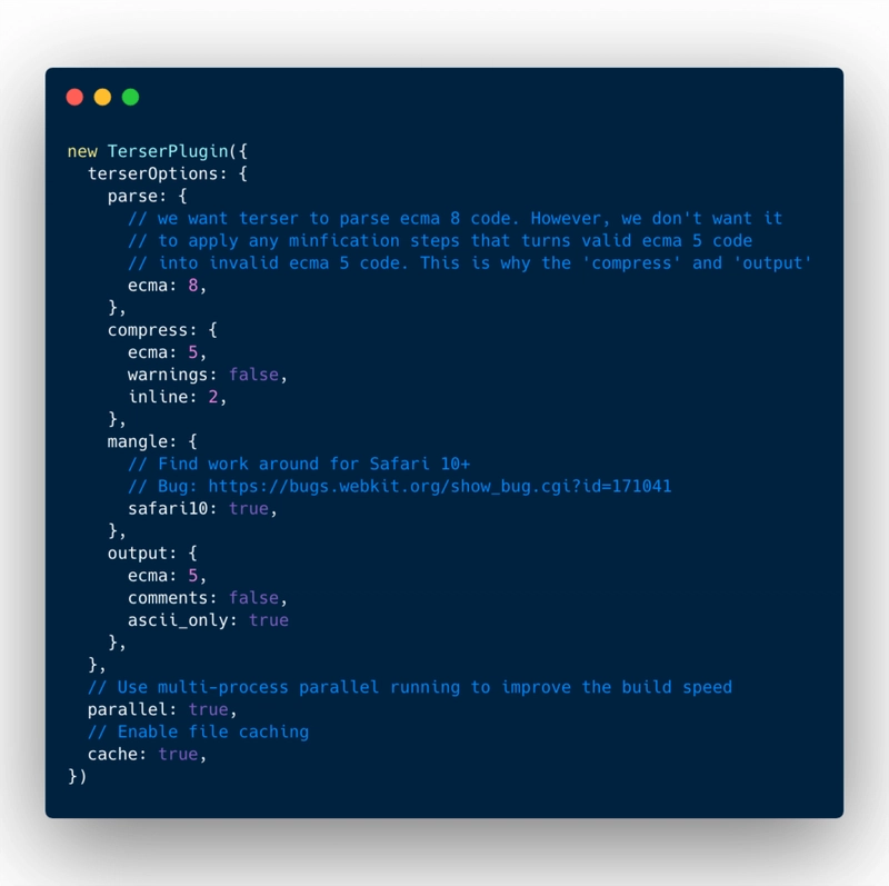 Terser webpack 插件基本配置