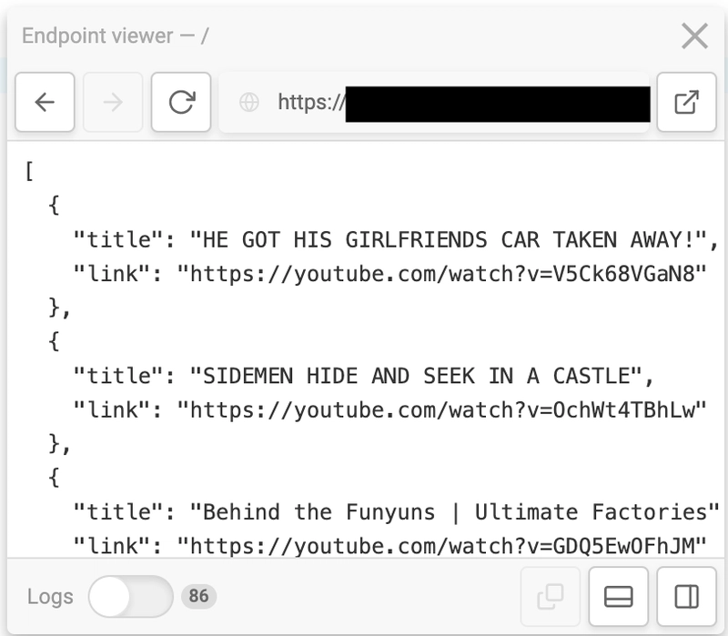 抓取视频链接和标题的结果