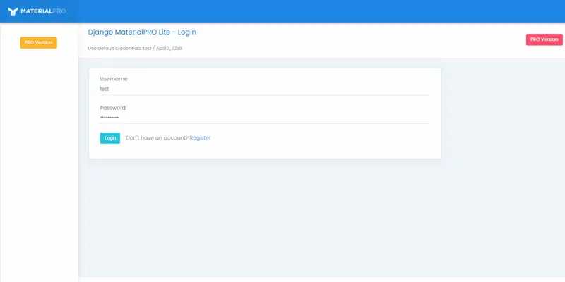 MaterialPRO Lite - 由 AppSeed 提供的基于 Django 的开源 Material Design 种子项目。