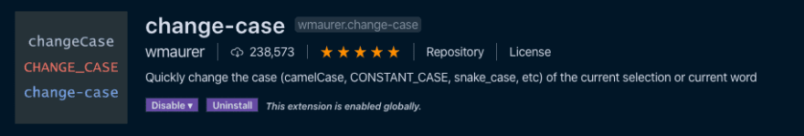 Visual Studio Code 商店中的 Change-case 扩展