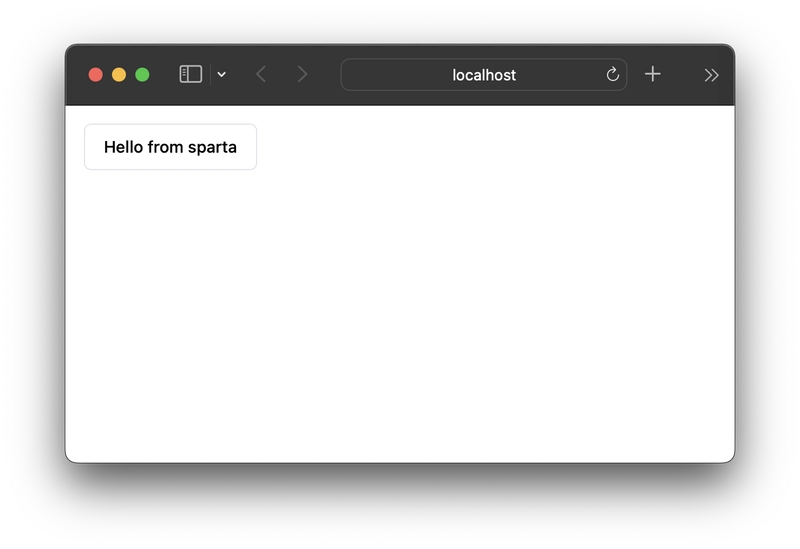 浅灰色的 Spartan Button，圆角，深色文字和深色边框，写着“来自 Sparta 的问候”