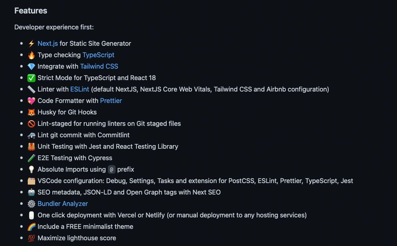 Next.js Boilerplate README 示例