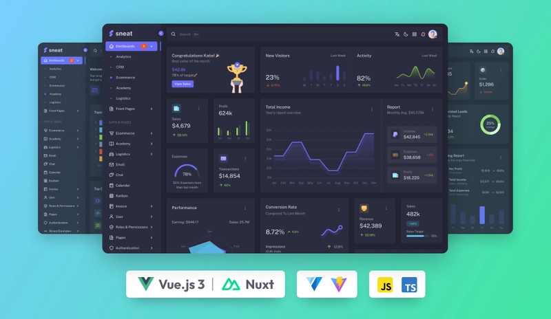 Sneat – Vuetify NuxtJS 3 管理模板