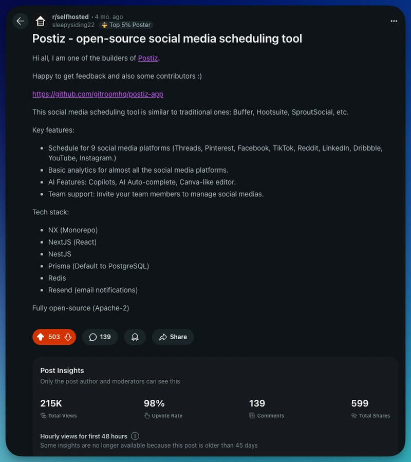 Postiz Reddit