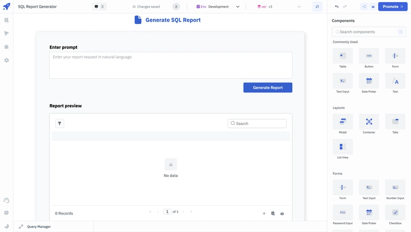 SQL 报表生成器用户界面