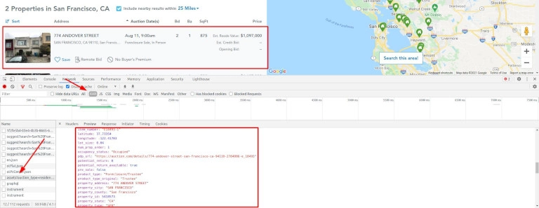 Auction.com XHR 请求
