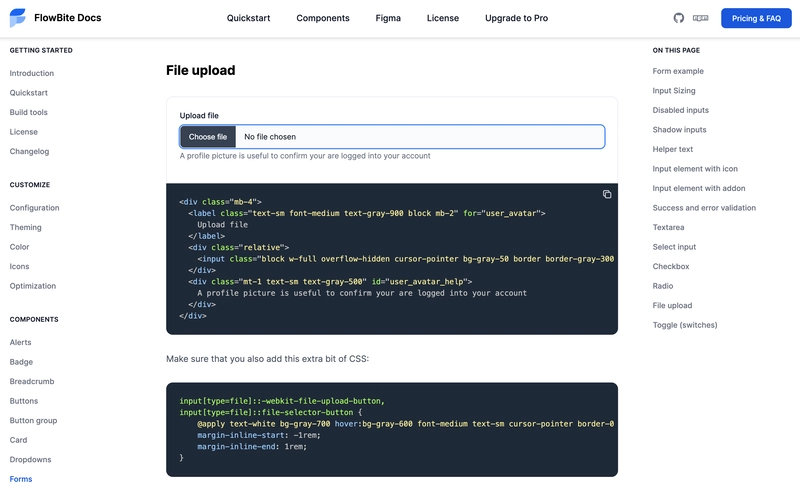 Tailwind CSS 文件上传组件