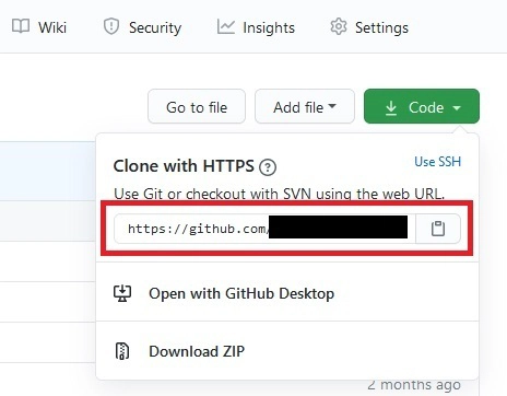 copyando URL do repositório