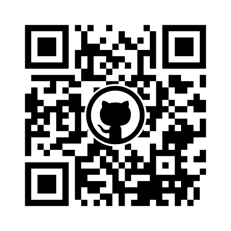 我的 GitHub 主页的二维码仍然可读，中间有 GitHub 的标志