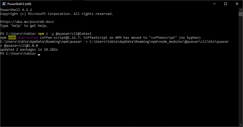 更新 Quasar CLI