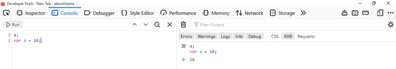 Firefox 71 开发者工具中所示的变量提升