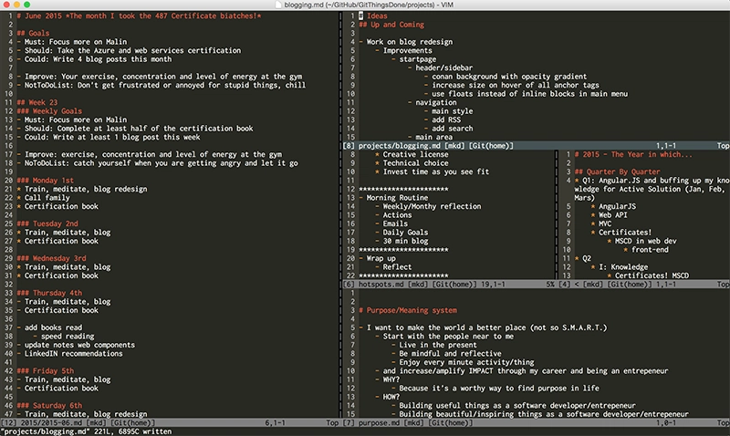 系统 Git 完成的事情和 vim