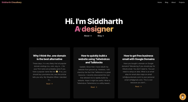https://siddharth.one 截图