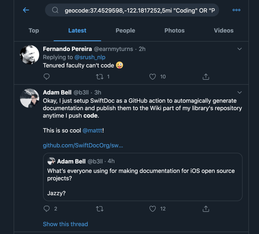 Alt Twitter 搜索开发人员