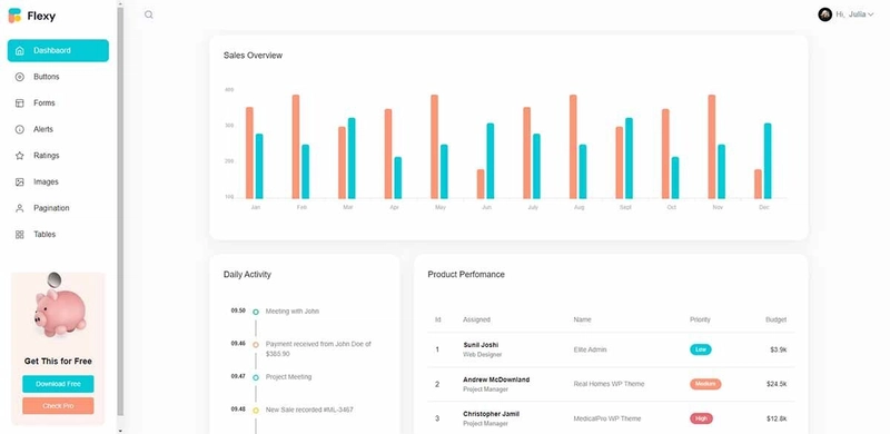 Flexy React Material Admin - 开源 React 模板。
