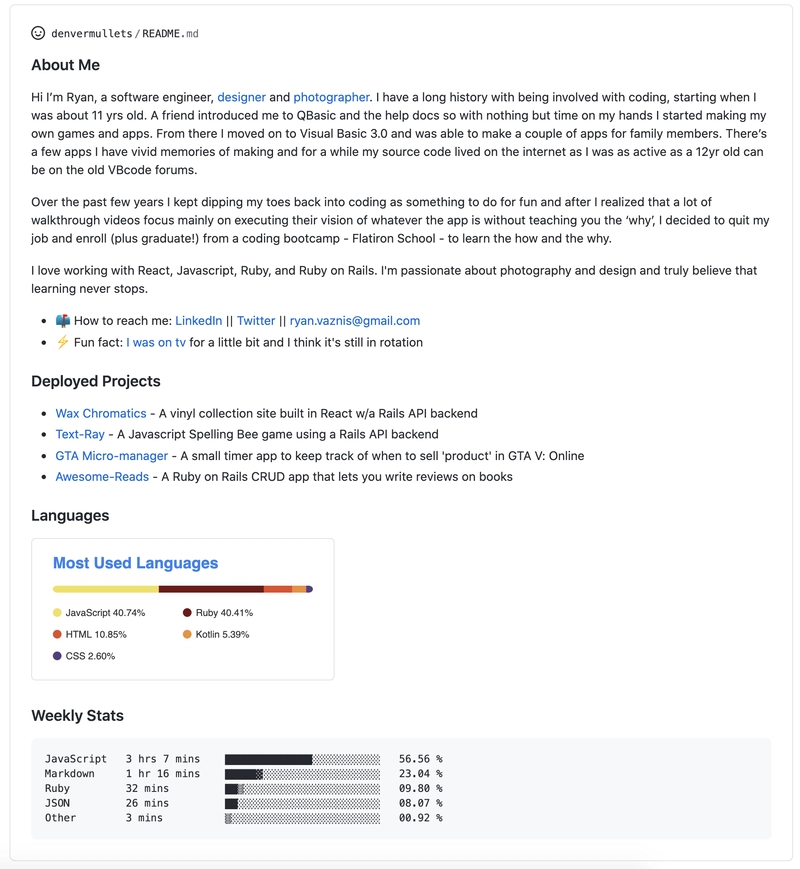 denvermullet 的 GitHub 关于我