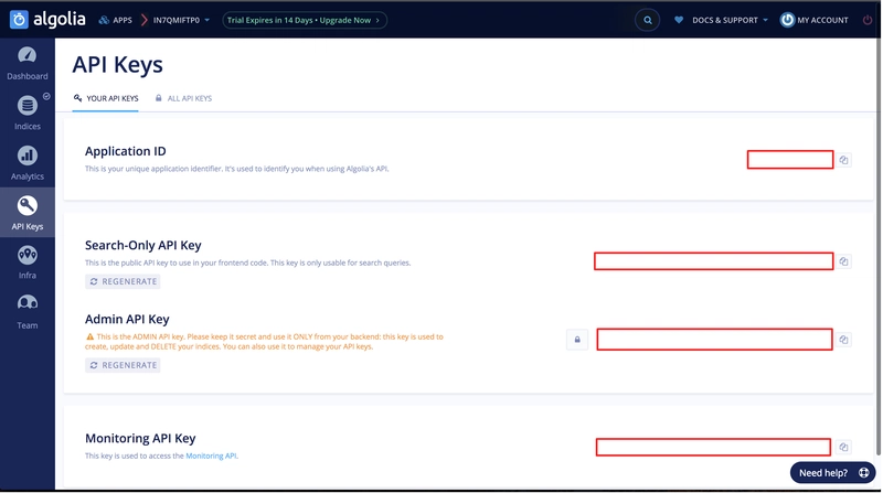已标记的 Algolia 键