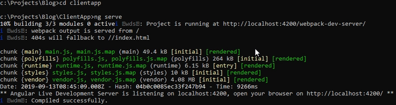 Node.js Angular 应用程序编译