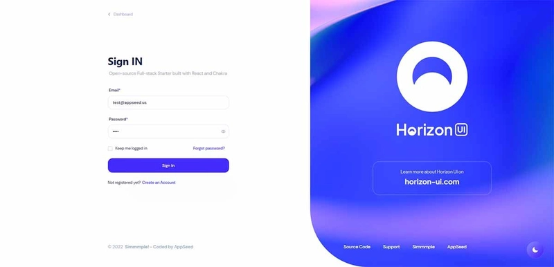 React Horizon UI(全栈) - 登录页面
