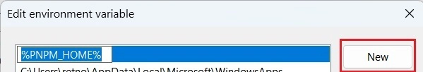 Windows 上的用户变量对话框
