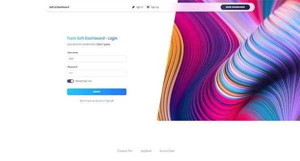 Soft UI 控制面板 - 登录页面。