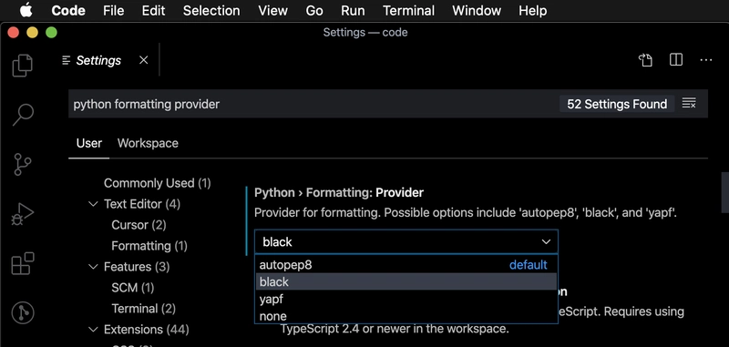 VSCode 设置界面