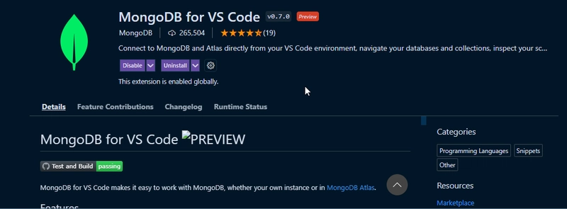 MongoDB VS Code 扩展