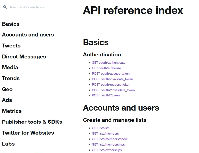 Twitter API 参考
