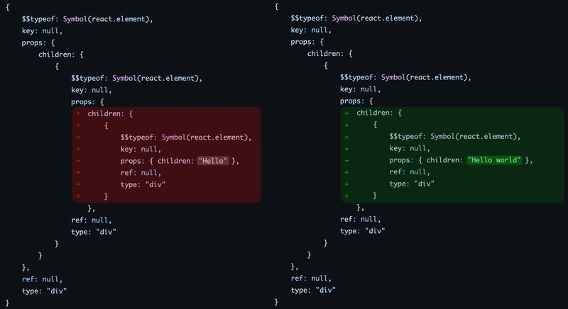 React 中的对象差异处理示例
