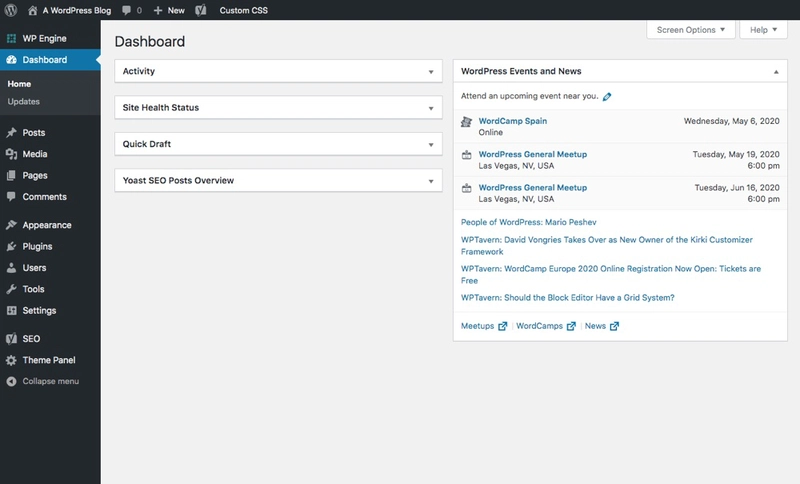 WordPress 仪表板