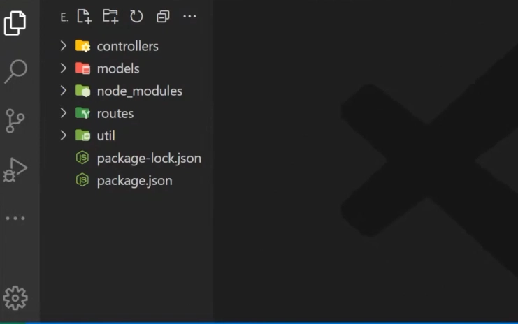 controller、routes、model、util 文件夹、node_modules 和 package.json 文件、package-lock.json 文件