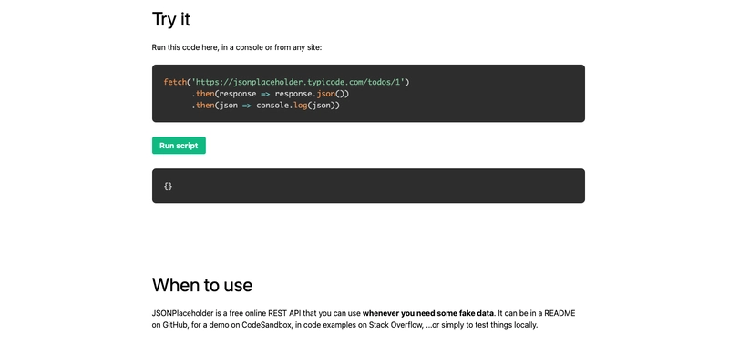 JSONPlaceholder 网站截图