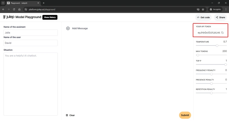 Julep API 令牌