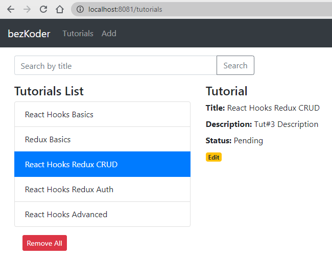 react-hooks-redux-crud-示例-检索教程