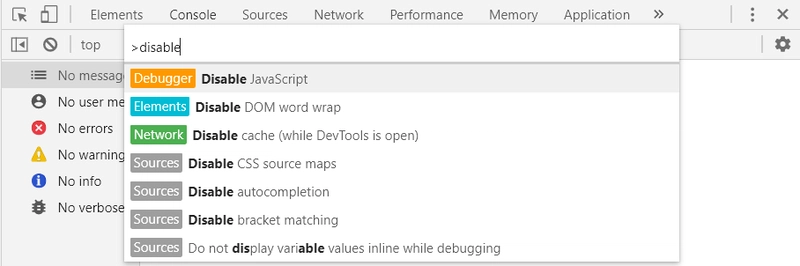 如何使用 devtools 快速禁用 JavaScript