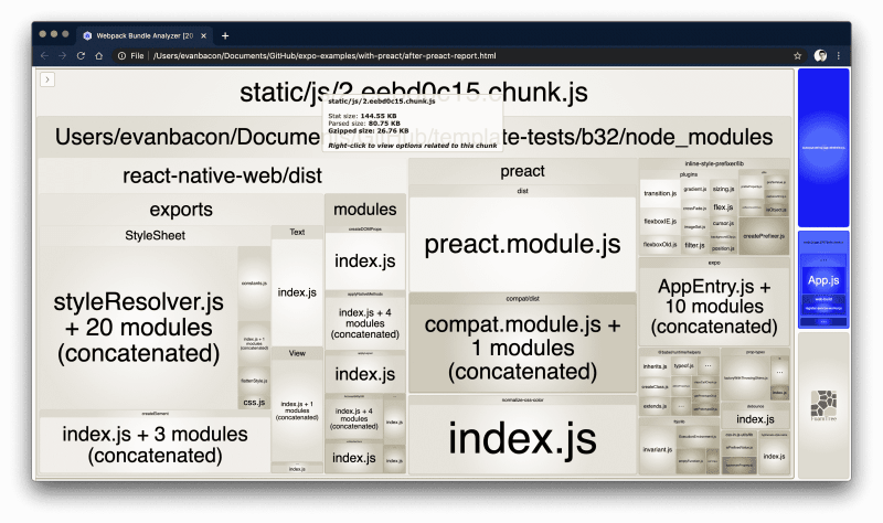 带有 preact 的 expo web 包