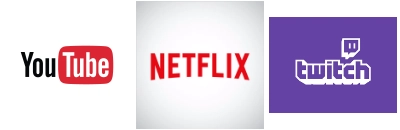 Youtube + Netflix + Twitch 徽标