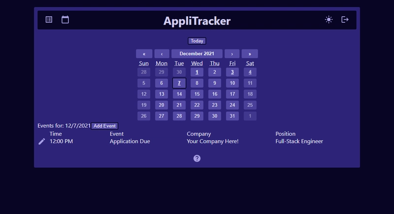 AppliTracker 日历演示