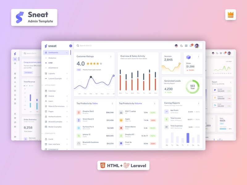 Sneat Bootstrap Laravel 管理模板